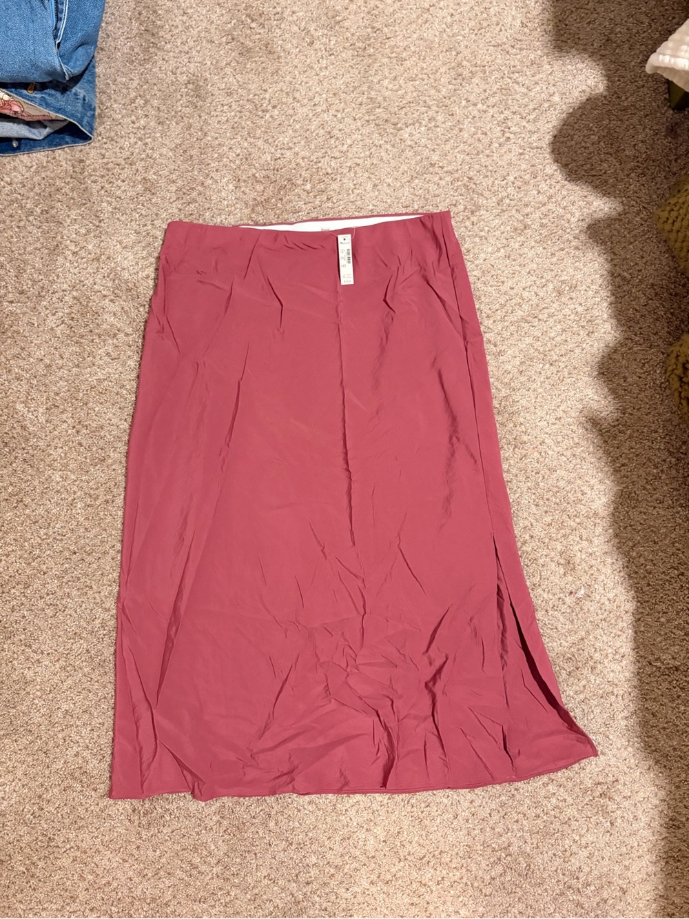 Madewell Pink Satin Midi Skirt